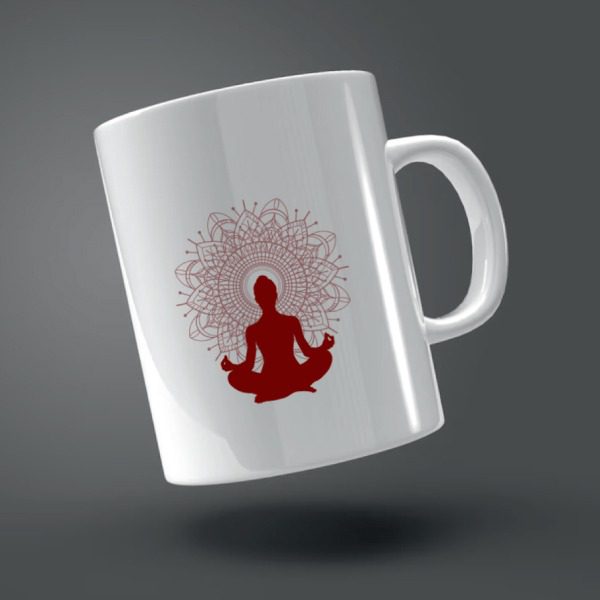 Personalized White Photo Mug – Yoga design 06