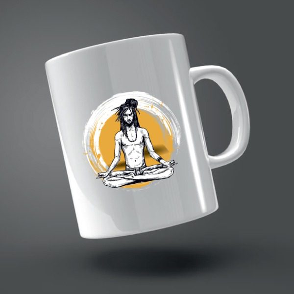 Personalized White Photo Mug – Yoga design 01