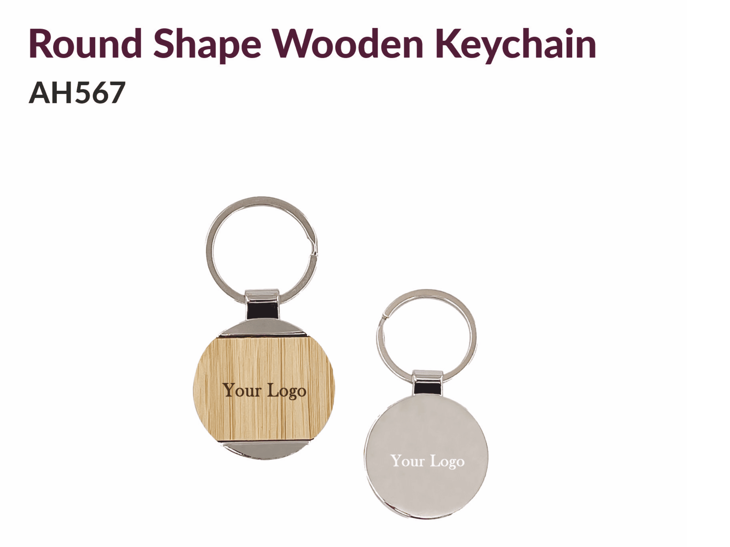 Round Shape Wooden Keychain