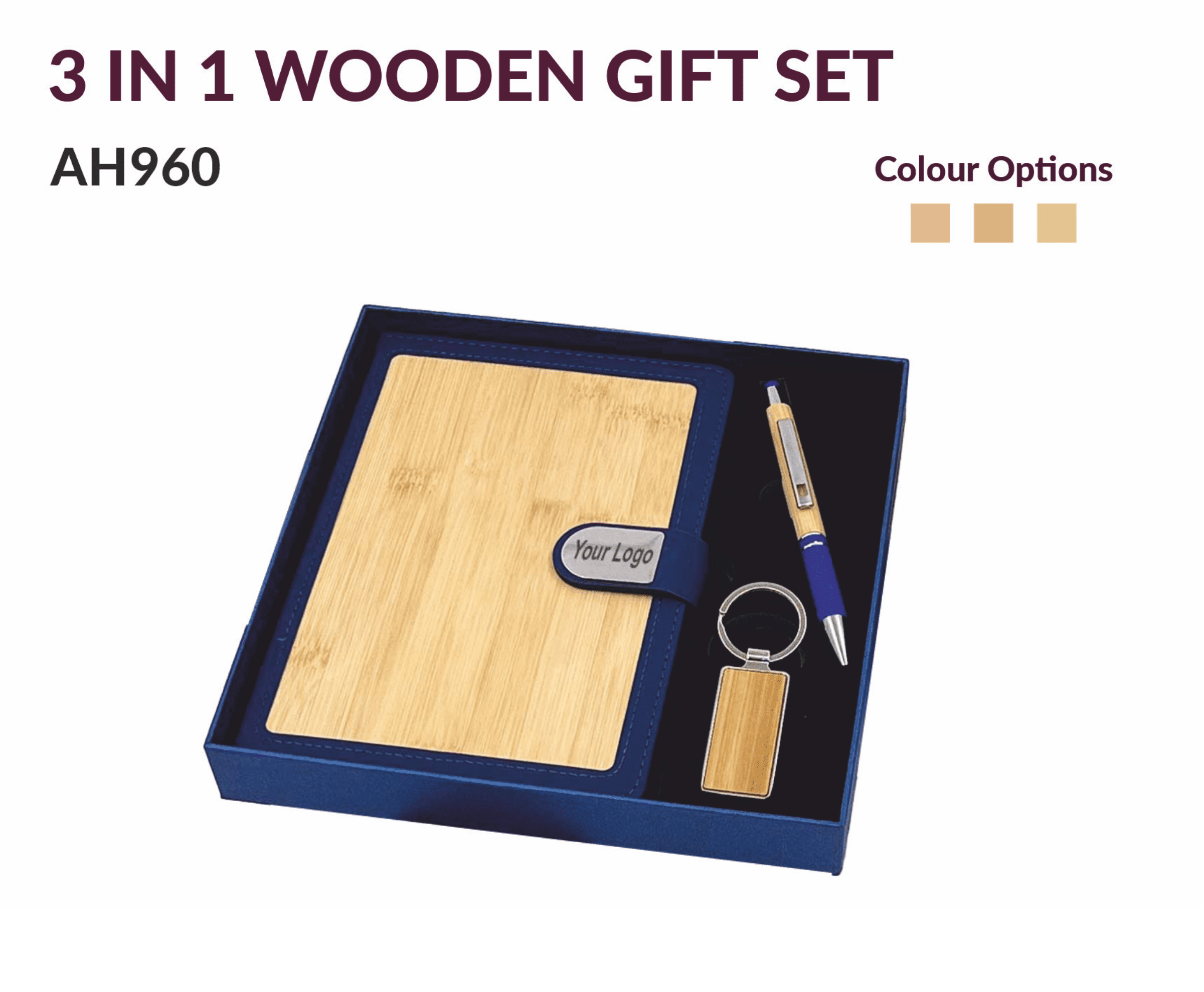 Shop Ambari’s 3 in 1 Wooden Gift Set | Customize with Your Logo