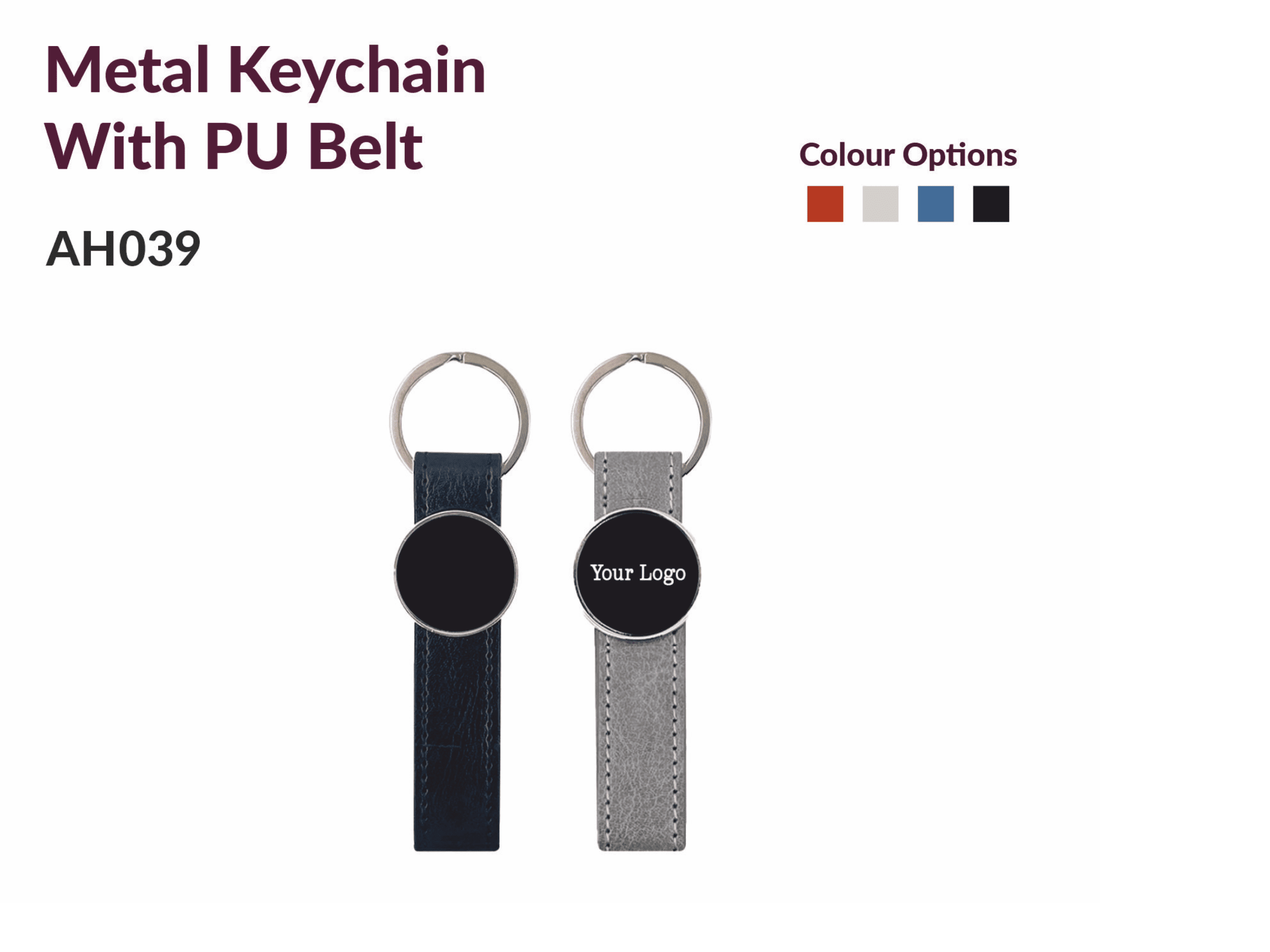 Metal Keychain With PU Belt AH039