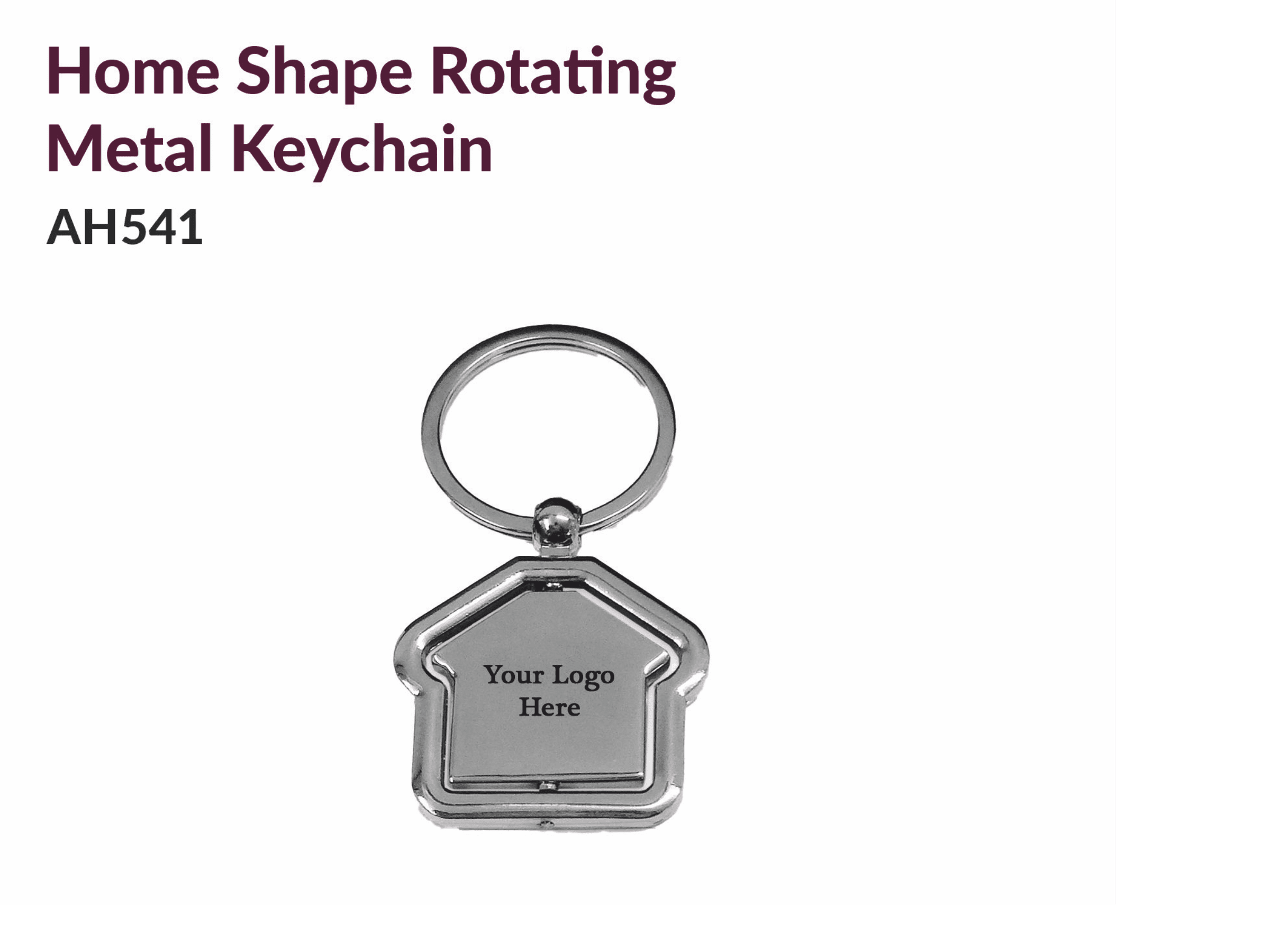 Home Shape Rotating Metal Keychain AH541