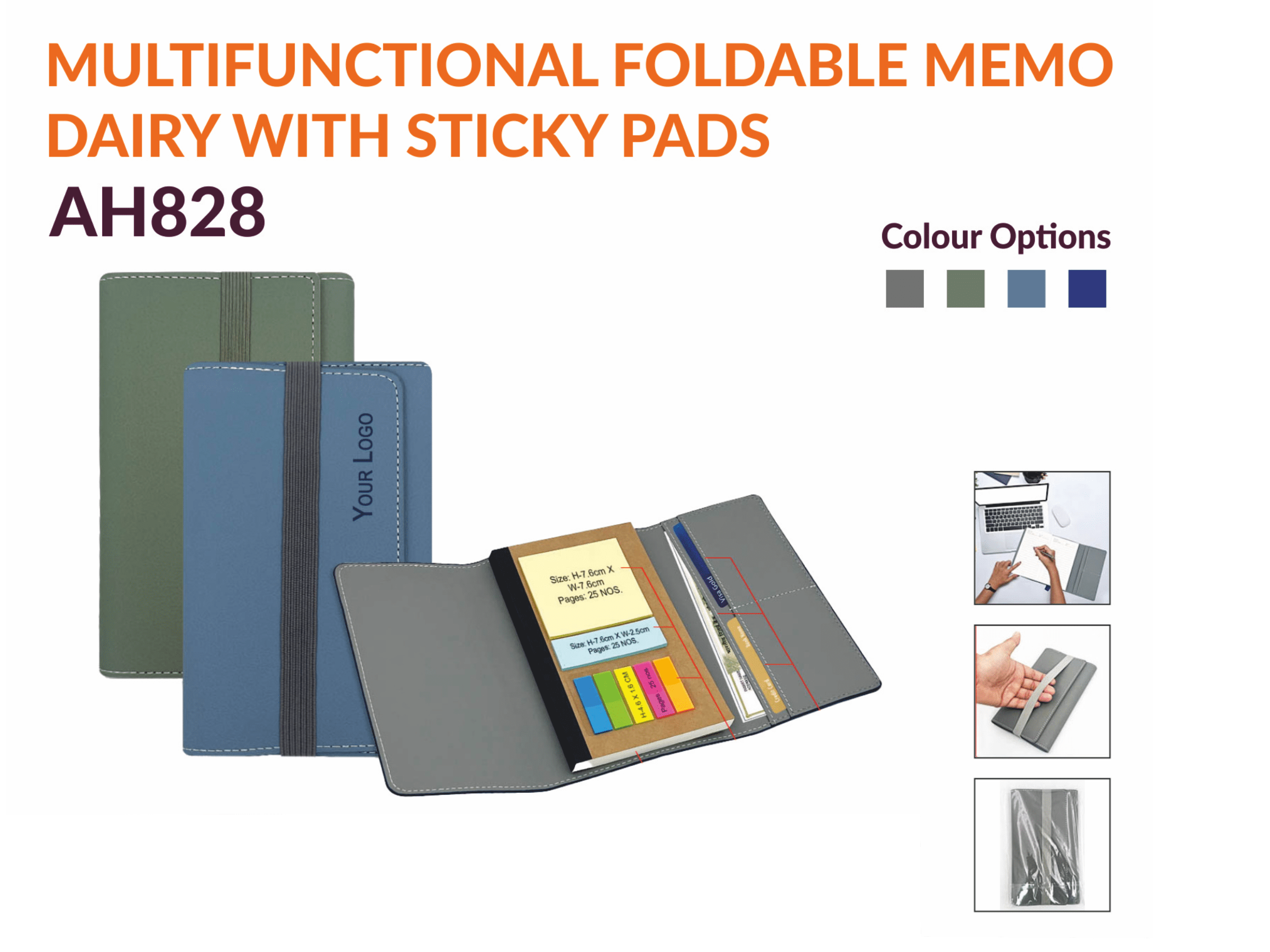 MULTIFUNCTIONAL FOLDABLE MEMO DAIRY WITH STICKY PADS